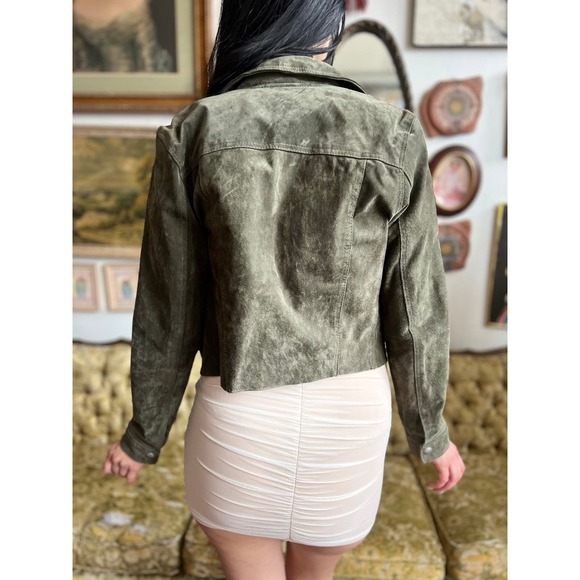 Blank NYC Olive Green Suede Moto Jacket Size Small - Picture 5 of 8